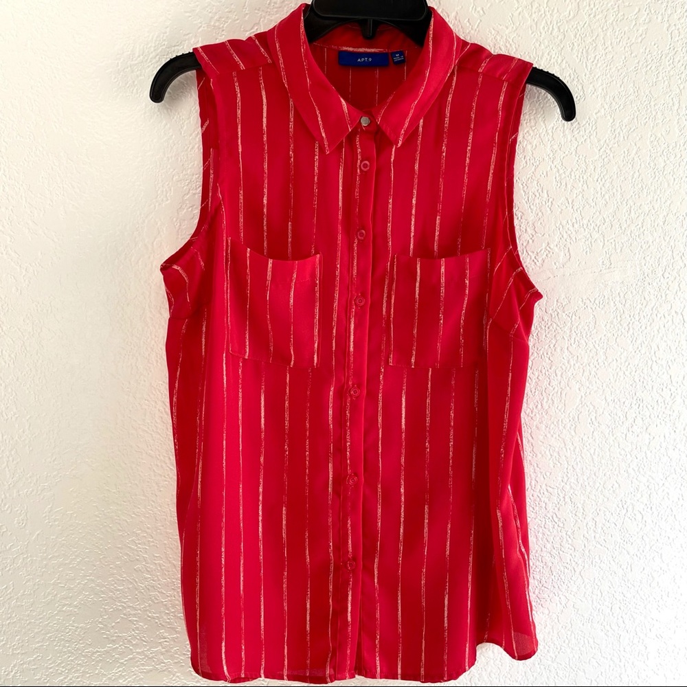 Red sleeveless top